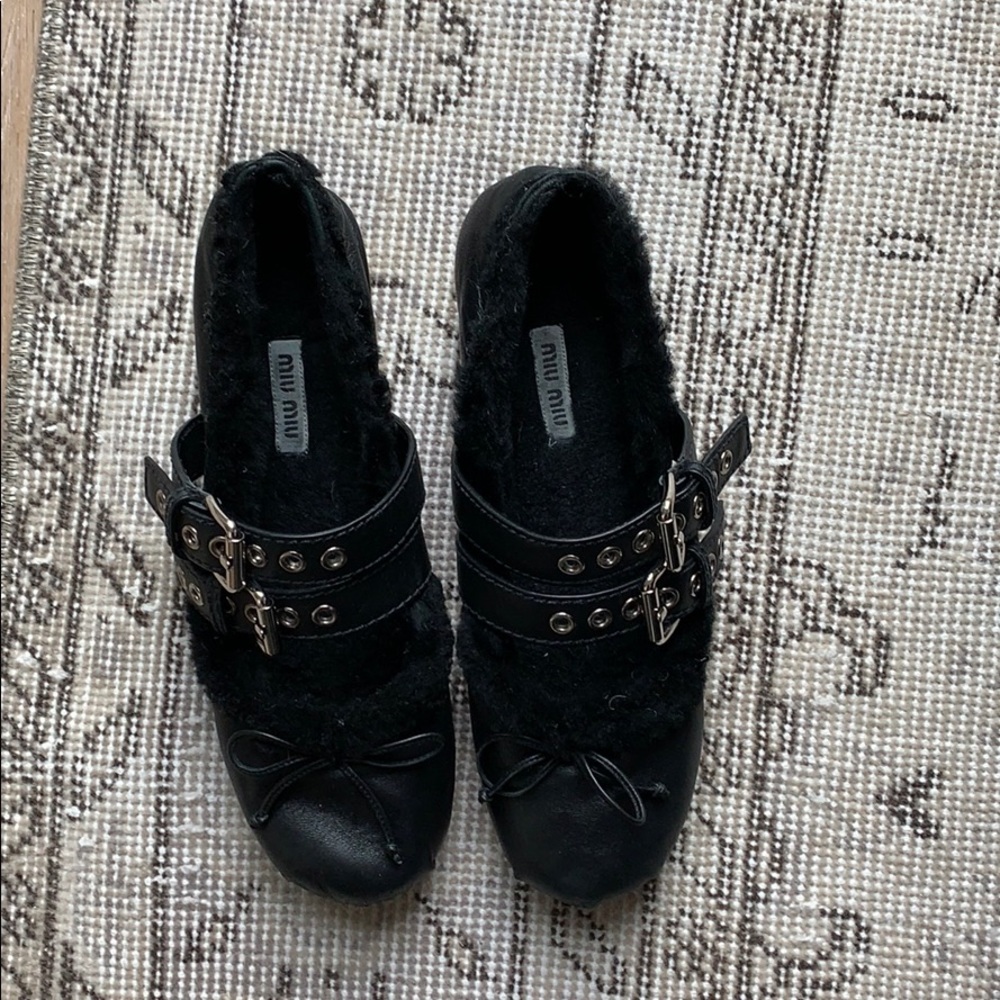 Miu Miu Shearling Ballet Flats